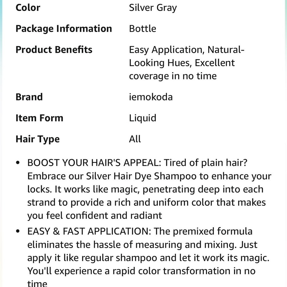 Argan Oil 3 in 1 color shampoo silver grey c-10 - Picture 5 of 7